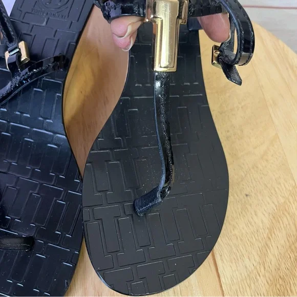 Tory Burch Black Ankle Strap Cork Wedge Sandal‎ Size 7 - Picture 12 of 13